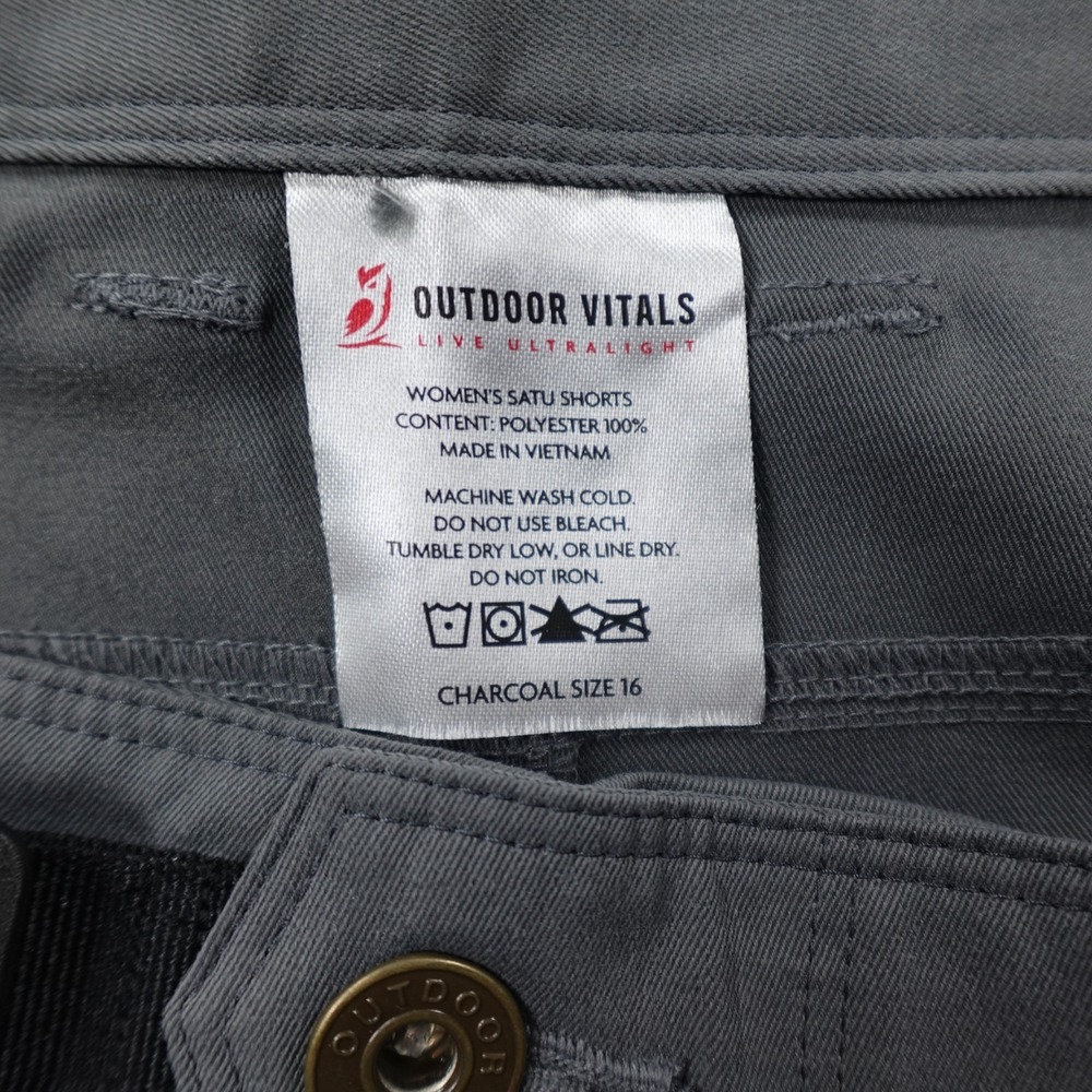 Outdoor Vitals Satu Shorts Womens 16 Gray Cargo Lightweight DWR Hiking Travel 8" - Picture 5 of 9